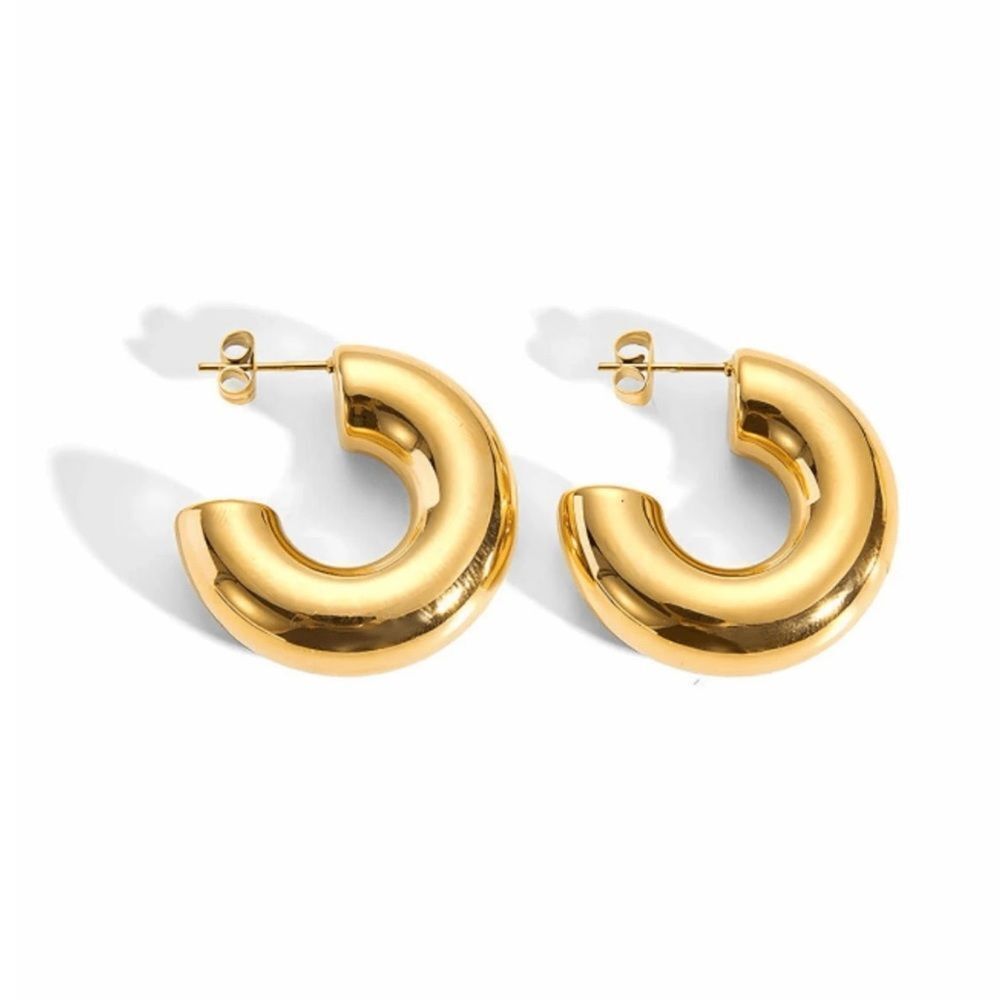 5/$25 Gold Color Chunky Hoops - Picture 4 of 4